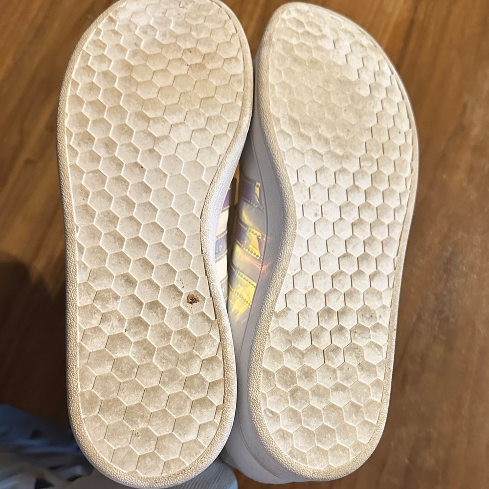 Adidas Grand Court White Shoes with Iridescent Stripes Women’s 9 - Picture 5 of 5